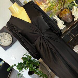 Banana Republic mid length deep V Neck 3/4 sleeved Black Dress